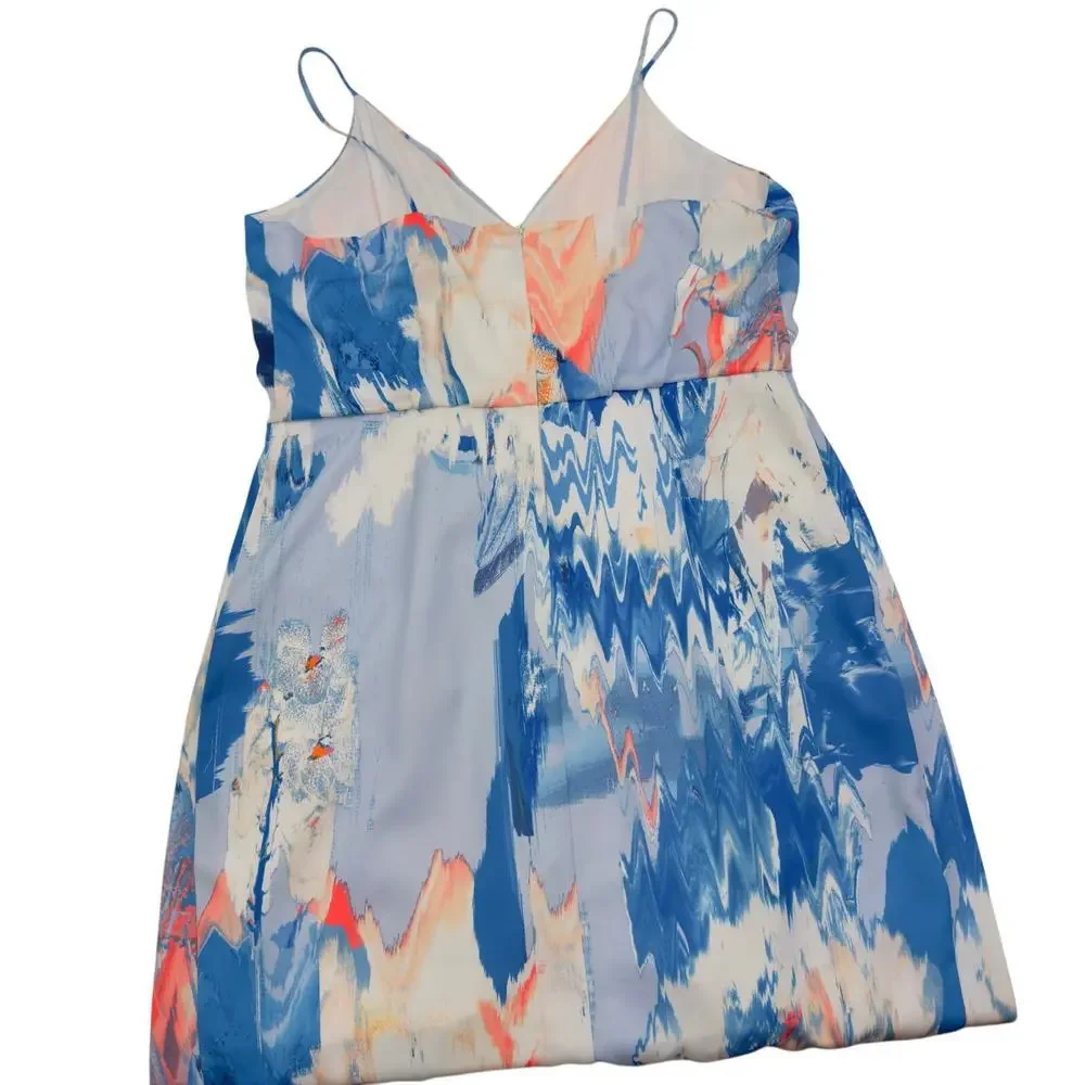 Chelsea28 Wrap Watercolor Artsy Art to Wear Spaghetti Strap Dress Women's SZ 14 - Picture 6 of 9